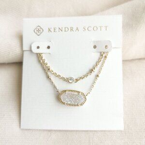 Kendra Scott Elisa White Drusy Multi Strand Gold Necklace